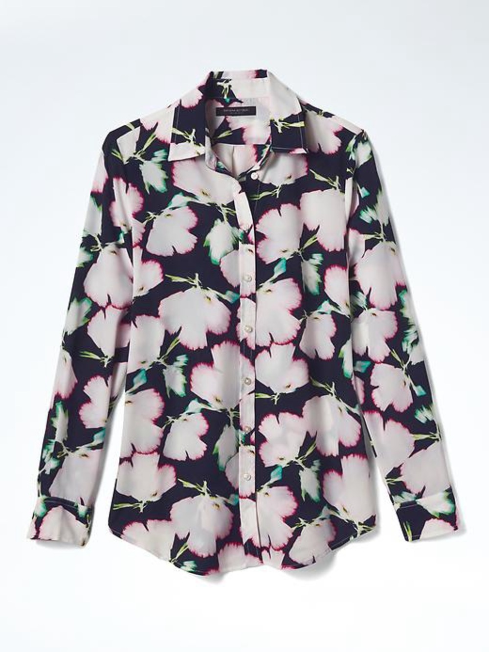 Banana Republic Easy Care Dillon-Fit Floral Print Button Down Shirt Chiffon